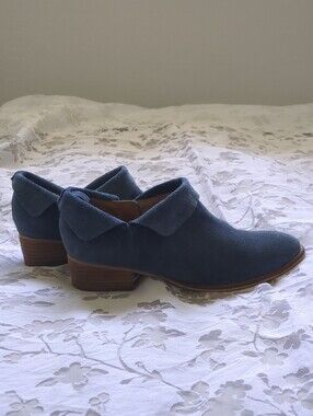 Seychelles Slate Blue Suede Fold-Over Ankle Booties